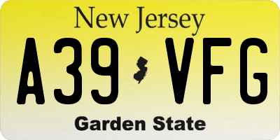 NJ license plate A39VFG