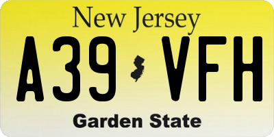 NJ license plate A39VFH