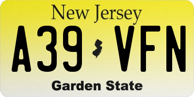 NJ license plate A39VFN