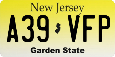 NJ license plate A39VFP