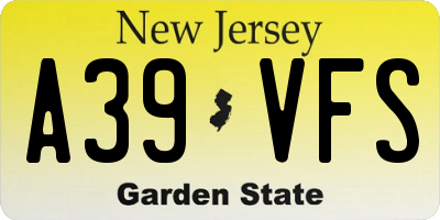 NJ license plate A39VFS