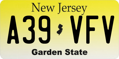 NJ license plate A39VFV