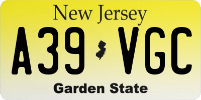 NJ license plate A39VGC