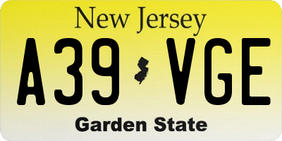 NJ license plate A39VGE