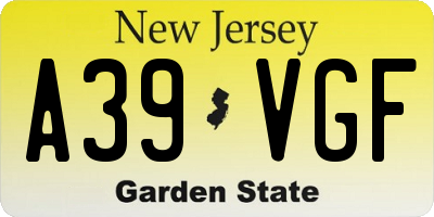 NJ license plate A39VGF