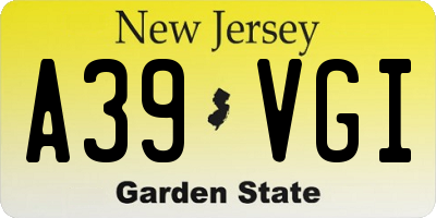 NJ license plate A39VGI
