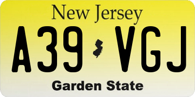 NJ license plate A39VGJ