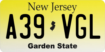 NJ license plate A39VGL