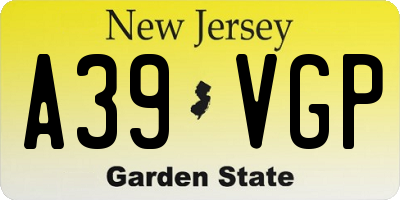 NJ license plate A39VGP