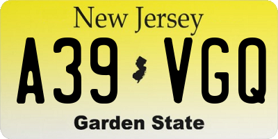NJ license plate A39VGQ