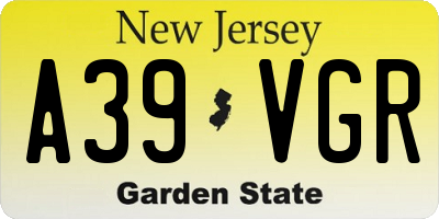 NJ license plate A39VGR