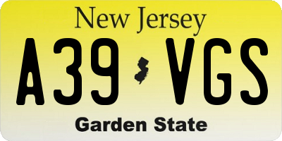 NJ license plate A39VGS