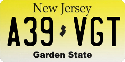 NJ license plate A39VGT
