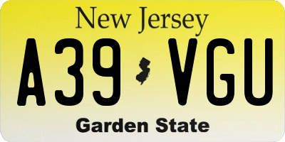 NJ license plate A39VGU