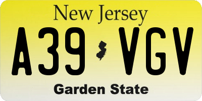 NJ license plate A39VGV