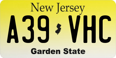 NJ license plate A39VHC