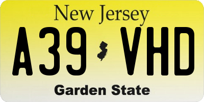 NJ license plate A39VHD
