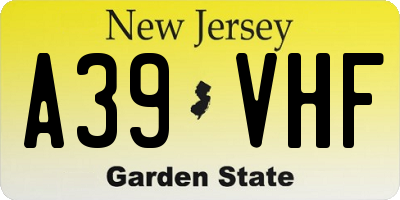 NJ license plate A39VHF