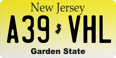 NJ license plate A39VHL