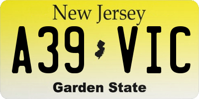 NJ license plate A39VIC