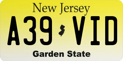 NJ license plate A39VID