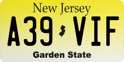 NJ license plate A39VIF