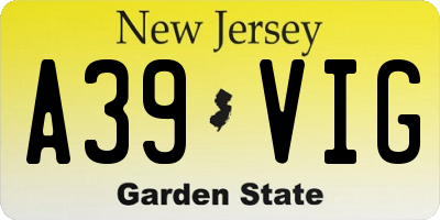 NJ license plate A39VIG
