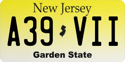 NJ license plate A39VII