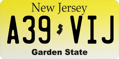 NJ license plate A39VIJ