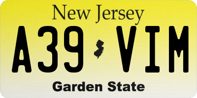 NJ license plate A39VIM