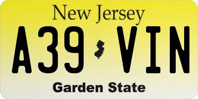 NJ license plate A39VIN