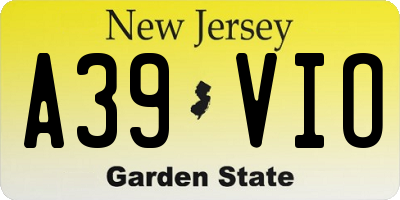 NJ license plate A39VIO
