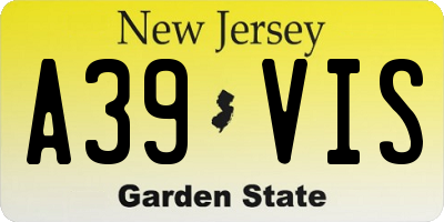 NJ license plate A39VIS