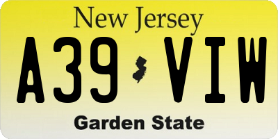NJ license plate A39VIW