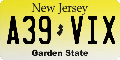 NJ license plate A39VIX