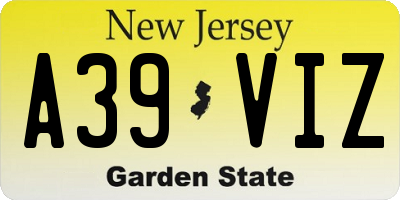 NJ license plate A39VIZ