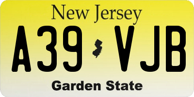 NJ license plate A39VJB
