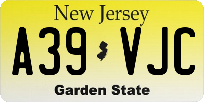 NJ license plate A39VJC