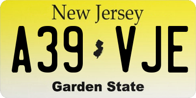 NJ license plate A39VJE