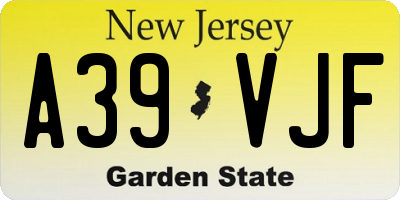 NJ license plate A39VJF