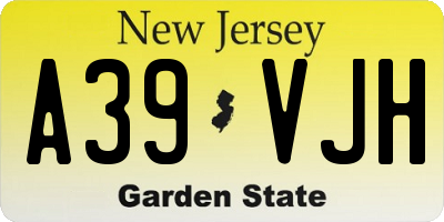 NJ license plate A39VJH