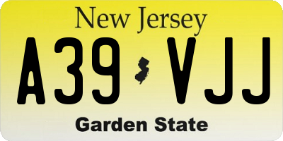 NJ license plate A39VJJ