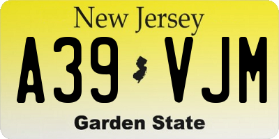 NJ license plate A39VJM