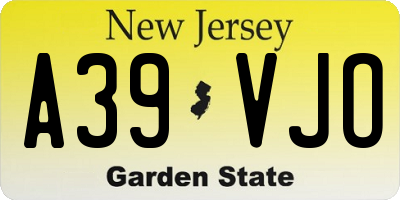 NJ license plate A39VJO