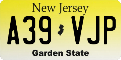 NJ license plate A39VJP