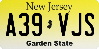 NJ license plate A39VJS