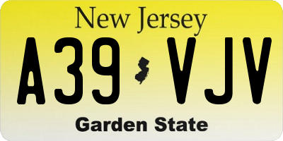 NJ license plate A39VJV