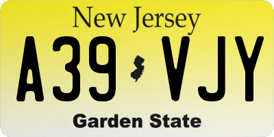 NJ license plate A39VJY