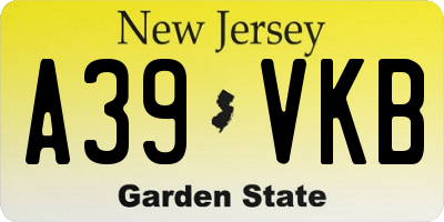 NJ license plate A39VKB