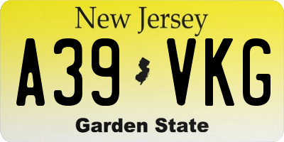NJ license plate A39VKG